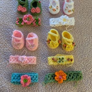 Baby set booties and head  band
